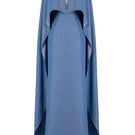 Blue GVLUX elegant V-neck kaftan gown with dolman sleeves, flowing fabric and intricate detailing for a stylish, comfortable look.