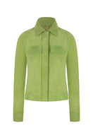 Green ZUT Mini Alisha Jacket for women, stylish lightweight jacket with a fitted design and zipper closure.