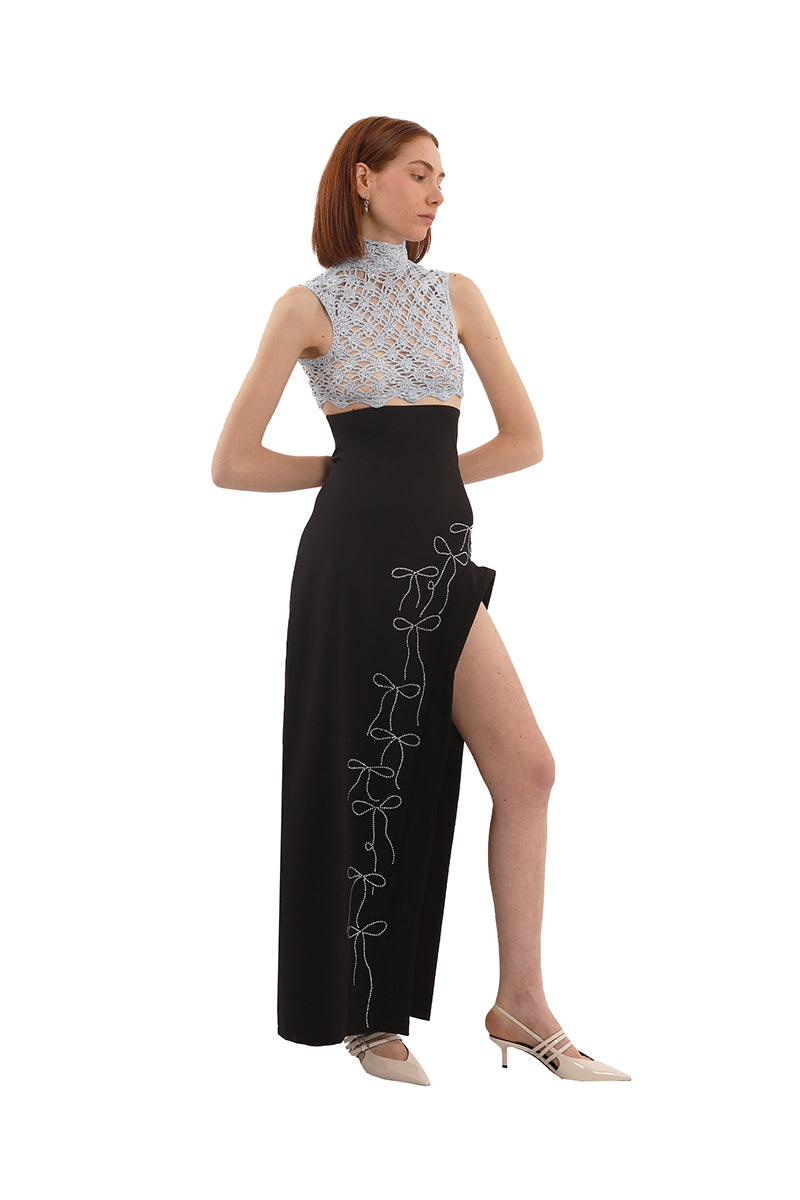 BLACK CRYSTAL CIRCLE MAXI SKIRT - CULT MIA