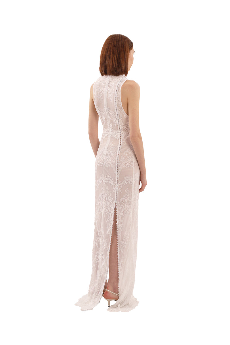 WHITE LACE BUTTON MAXI DRESS - CULT MIA