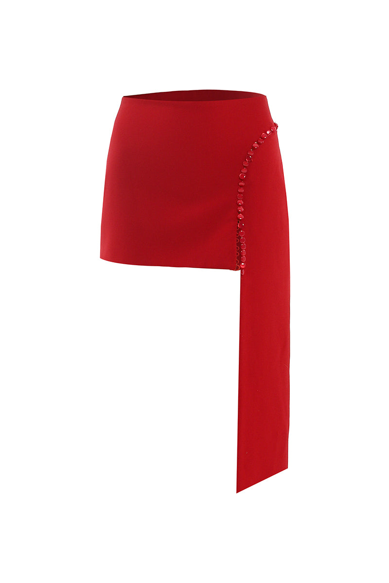 RED BUTTON MINI SKIRT - CULT MIA