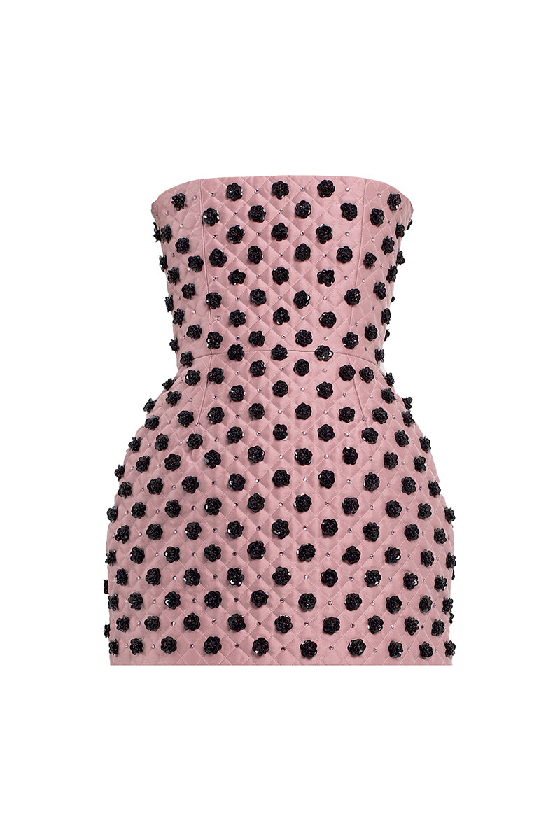 QUILTED MINI DRESS IN PINK - CULT MIA