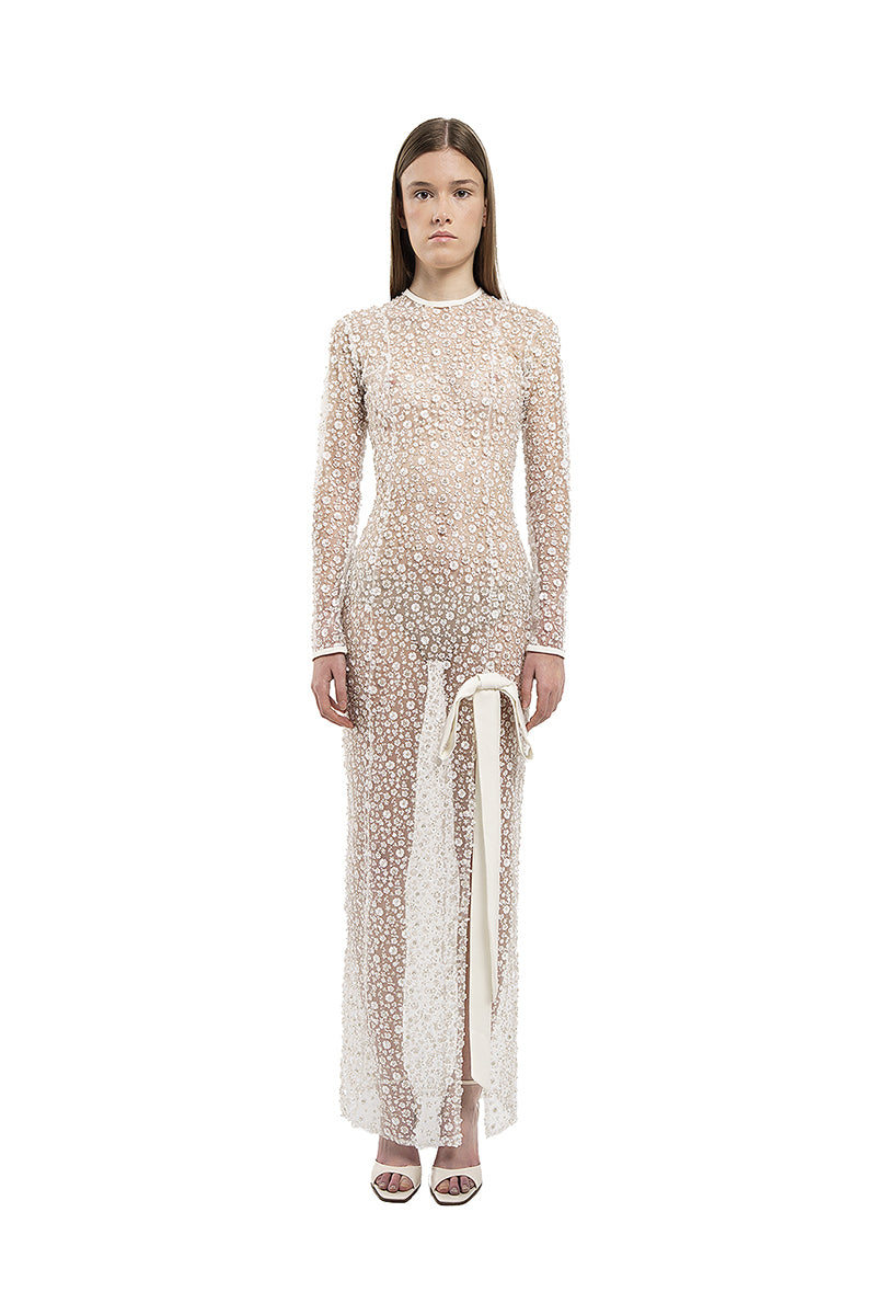 sequin embroidered maxi dress RIBBON & SEQUIN EMBROIDERED MAXI S / Multi