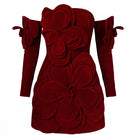 Happy Clothing Amora A-line cold shoulder velvet mini dress, featuring stylish cold shoulder design and soft velvet fabric.