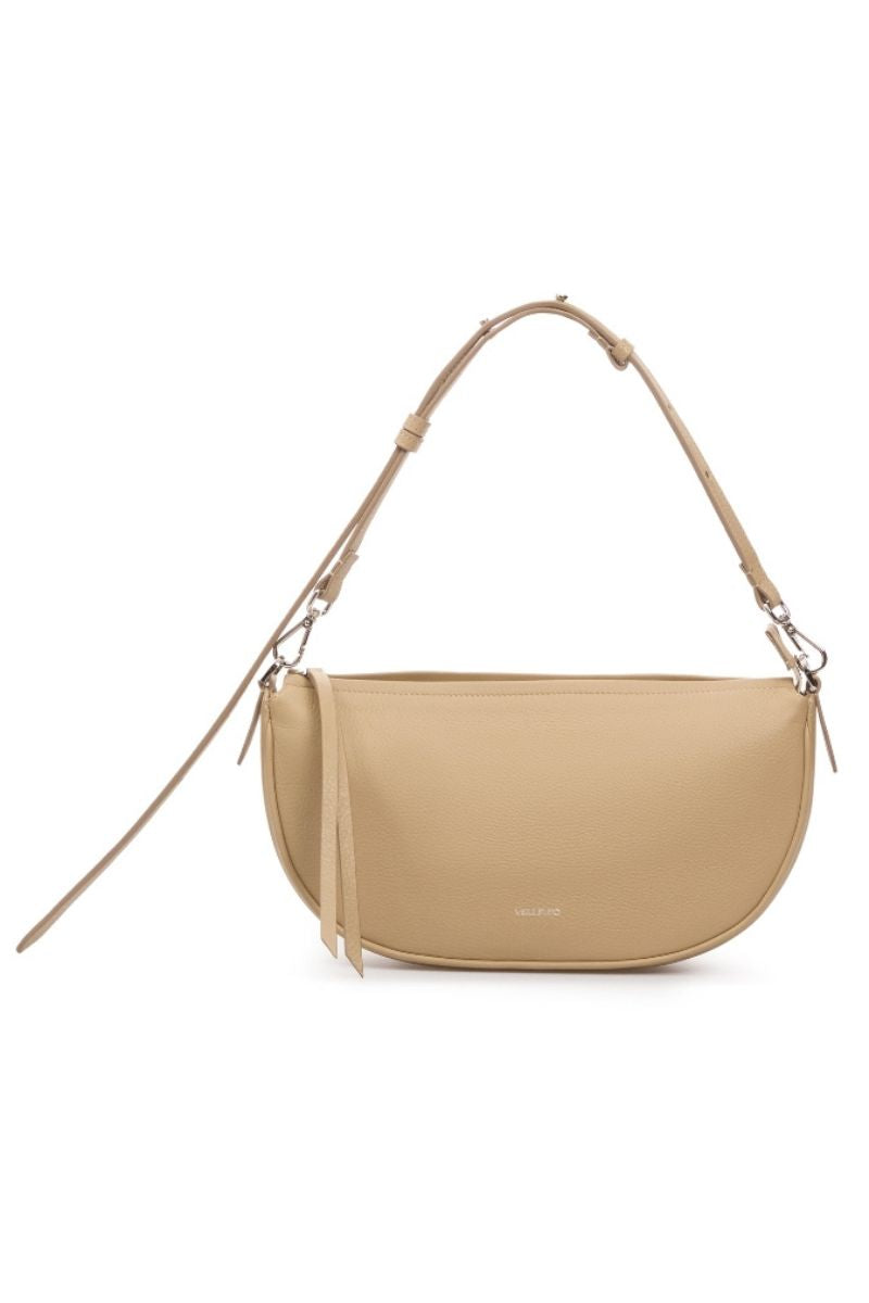 VIKELE STUDIO Denise mini beige shoulder bag with a sleek design and compact size, perfect for everyday use.