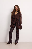OvertheSea Ocean of Tenderness brown blouse, stylish tops with a relaxed fit and soft fabric, shown on a model.