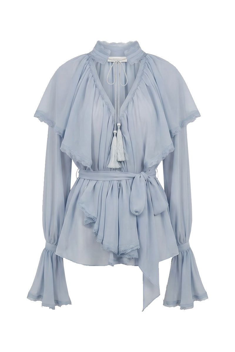 OCEAN OF TENDERNESS BLOUSE GRAY-BLUE