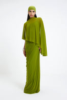 Deme By Gabriella Devon Maxi Dress in flowing fabric with a stylish neckline and elegant design, perfect for summer occasions.