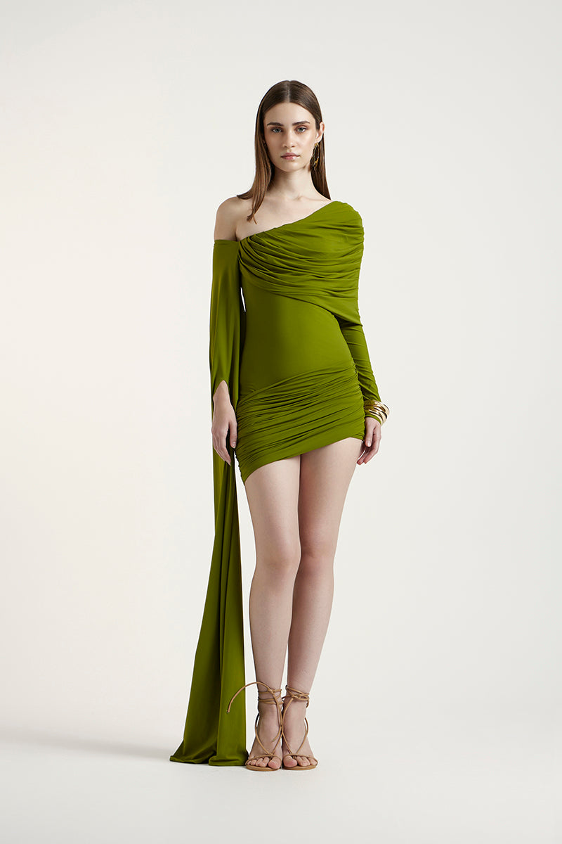MOSS DRESS IN LIME GREEN