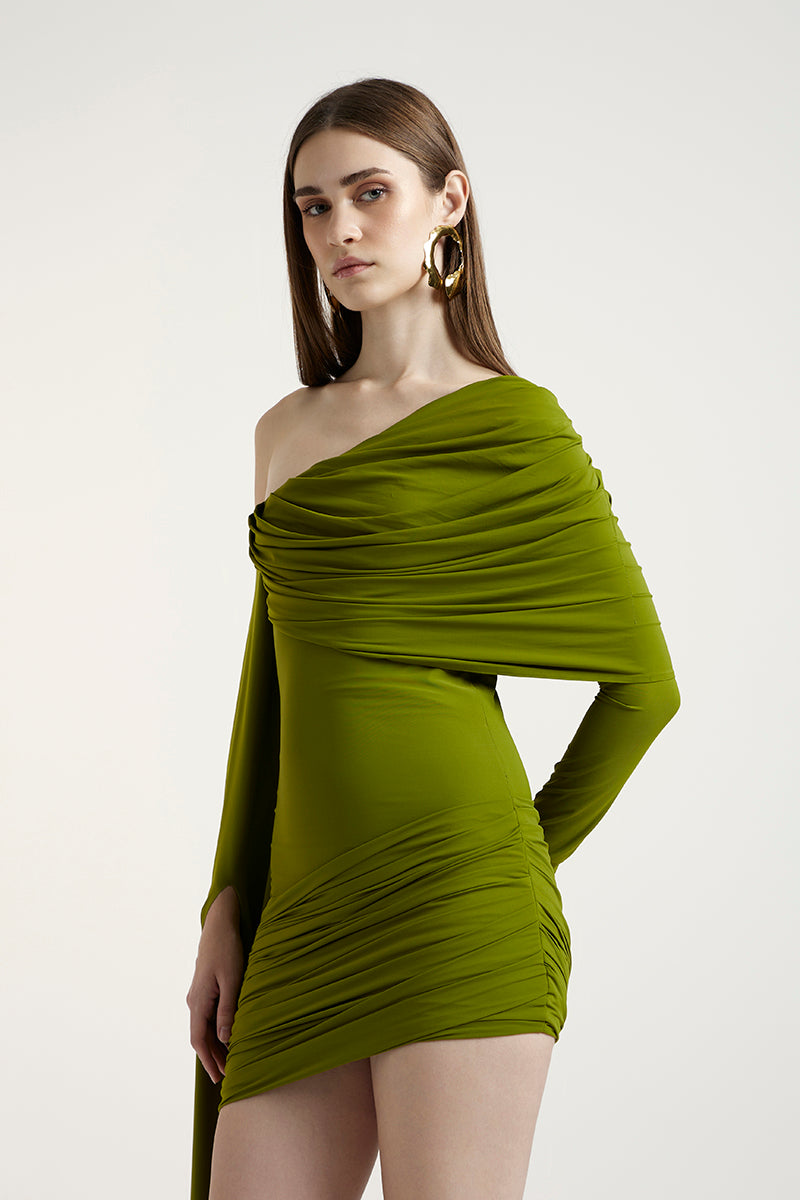 moss green casual dress Mottled Moss Green Casual Wedding Guest Dresses