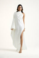 Deme By Gabriella Alice maxi dress in off-white fabric, flowing design with a fitted bodice and elegant length, perfect for summer events.