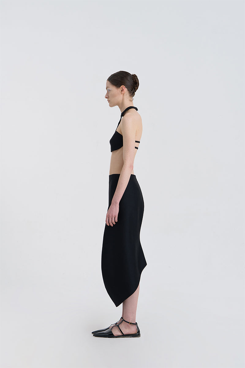 MORPH WOOL SILK SKIRT IN BLACK - CULT MIA