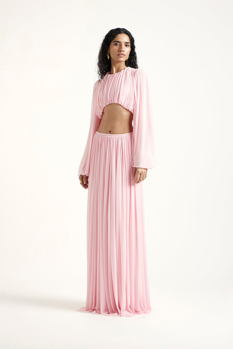 Deme By Gabriella Betty Co-ord Set in Noa Pink featuring matching top and shorts with stylish design.