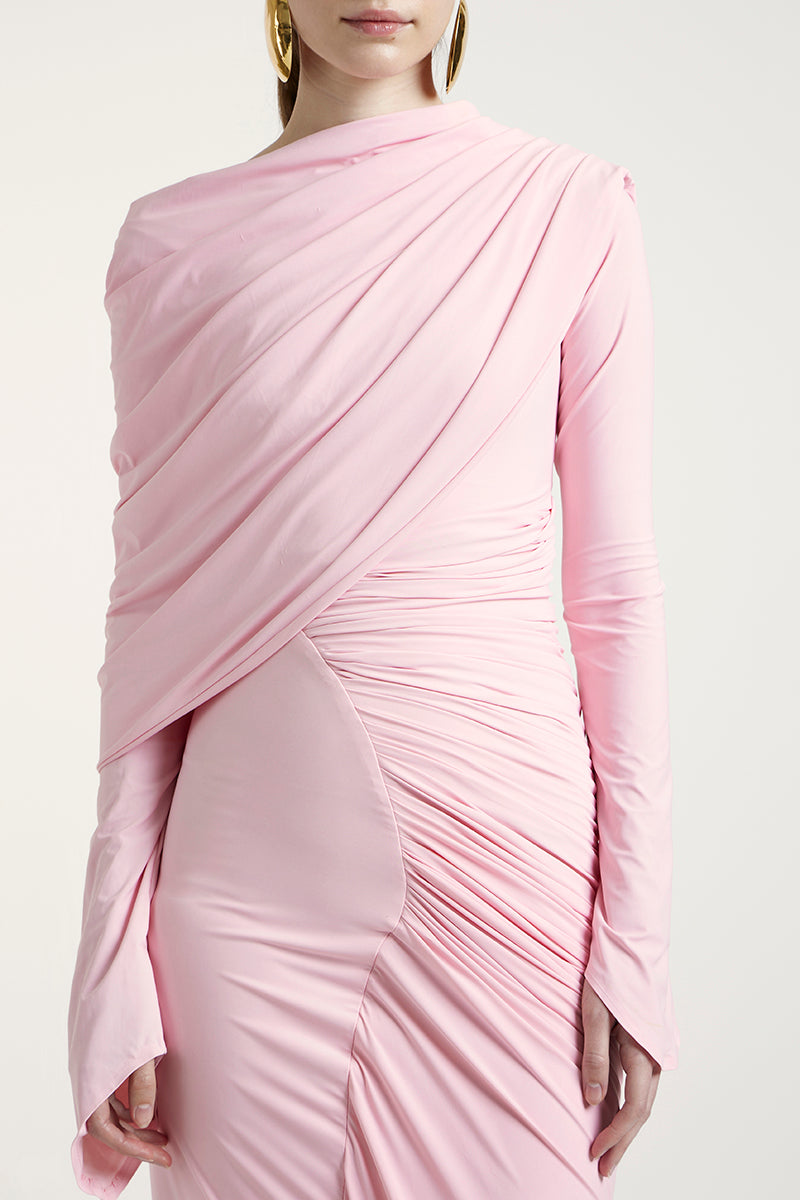 Deme By Gabriella Russett dress in Noa Pink, a stylish maxi dress with flowy fabric and elegant design, perfect for summer wear.
