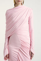Deme By Gabriella Russett dress in Noa Pink, elegant gown with flowing fabric, suitable for formal occasions.