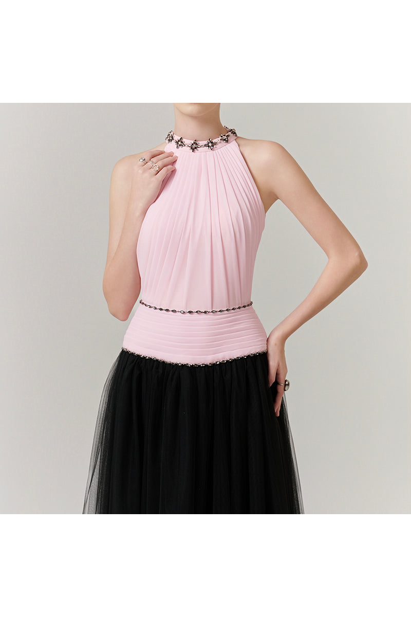 HALTER NECK A-LINE MAXI DRESS - CULT MIA