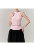 Elegant halter neck A-line gown by Happy Clothing featuring a flowing silhouette and sophisticated design.