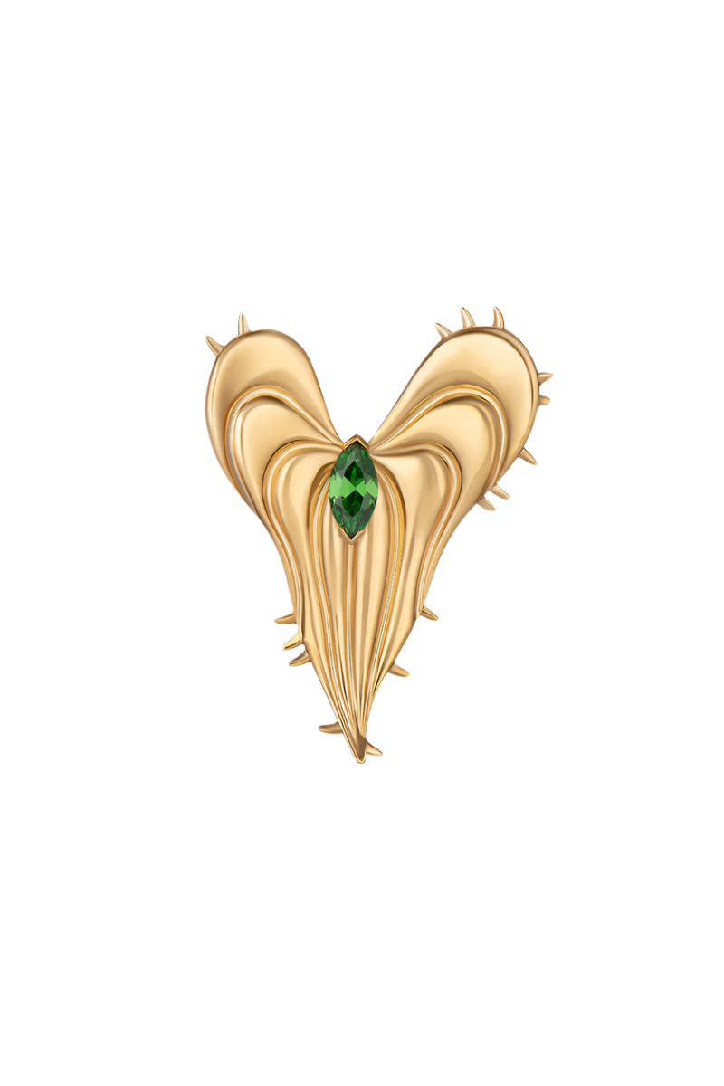 Gold leaf ring by Poché featuring a delicate, nature-inspired design in a shiny gold finish.