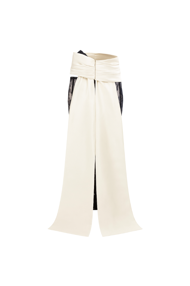 NARGES SEQUIN LACE AND SILK TAFFETA DRESS IN BLACK AND WHITE - CULT MIA