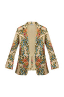 Rebecca Taylor CLEO printed blazer in buttercream multi featuring a tailored design and vibrant floral pattern.