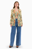 Rebecca Taylor CLEO printed blazer in buttercream multi, tailored blazer with colorful floral pattern and structured fit.