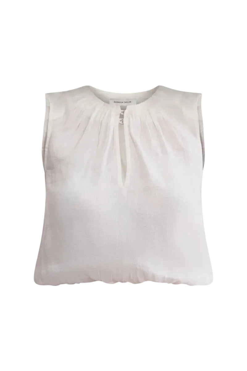 Rebecca Taylor CLEO top in ivory, stylish sleeveless blouse with delicate details, perfect for spring fashion.