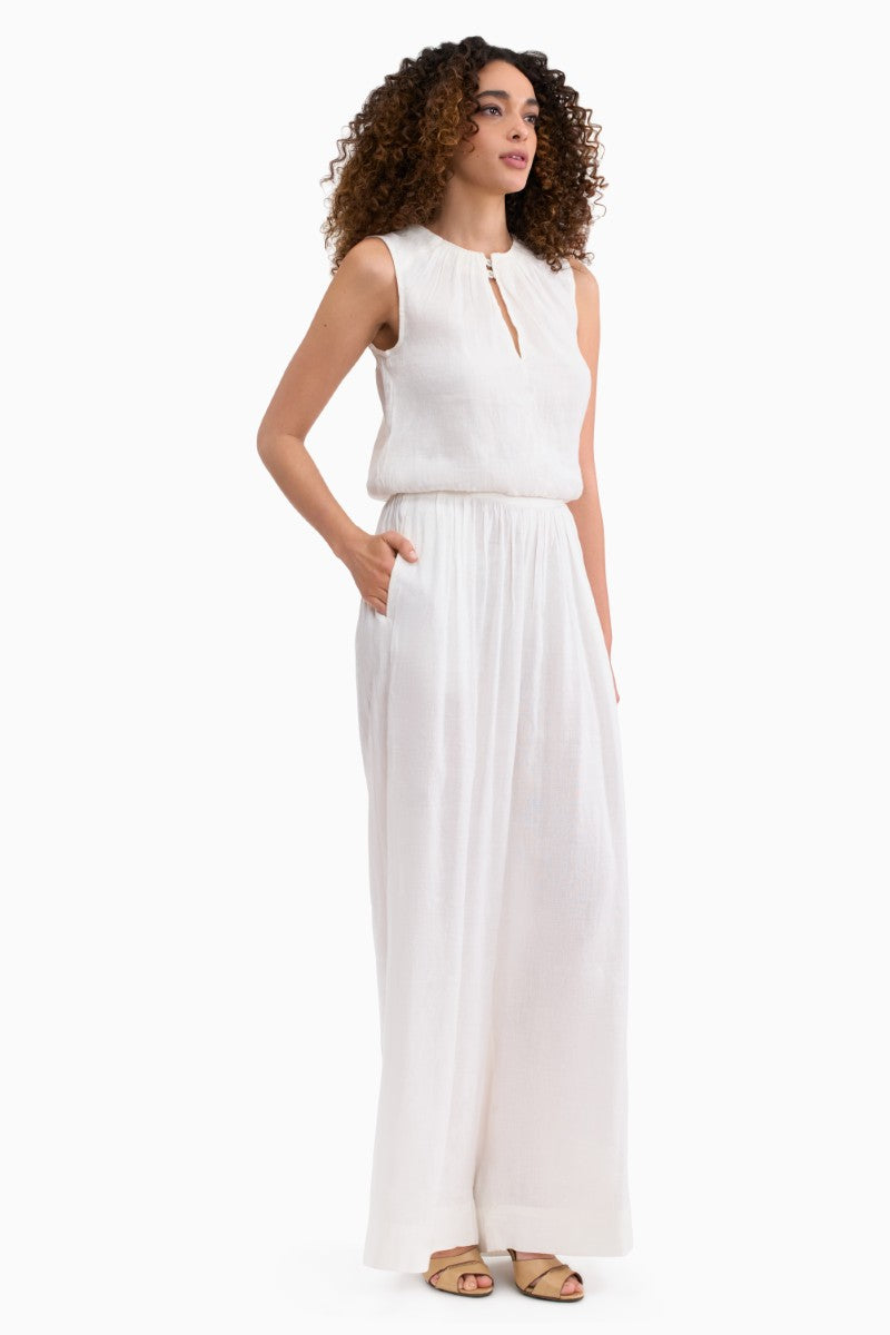 Rebecca Taylor CLEO ivory top, stylish women's blouse with a fitted design, showcased on a model.
