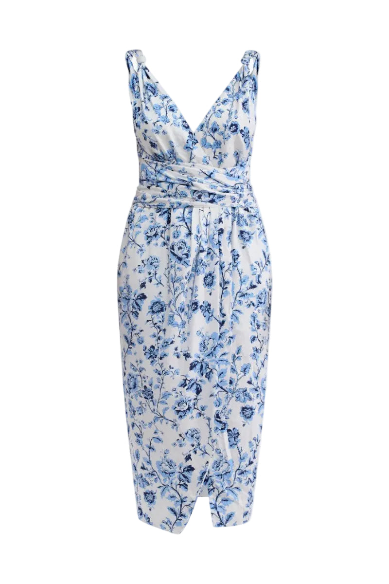 EMELIA PRINTED DRESS IN ALASKAN BLUE MULTI | CULT MIA