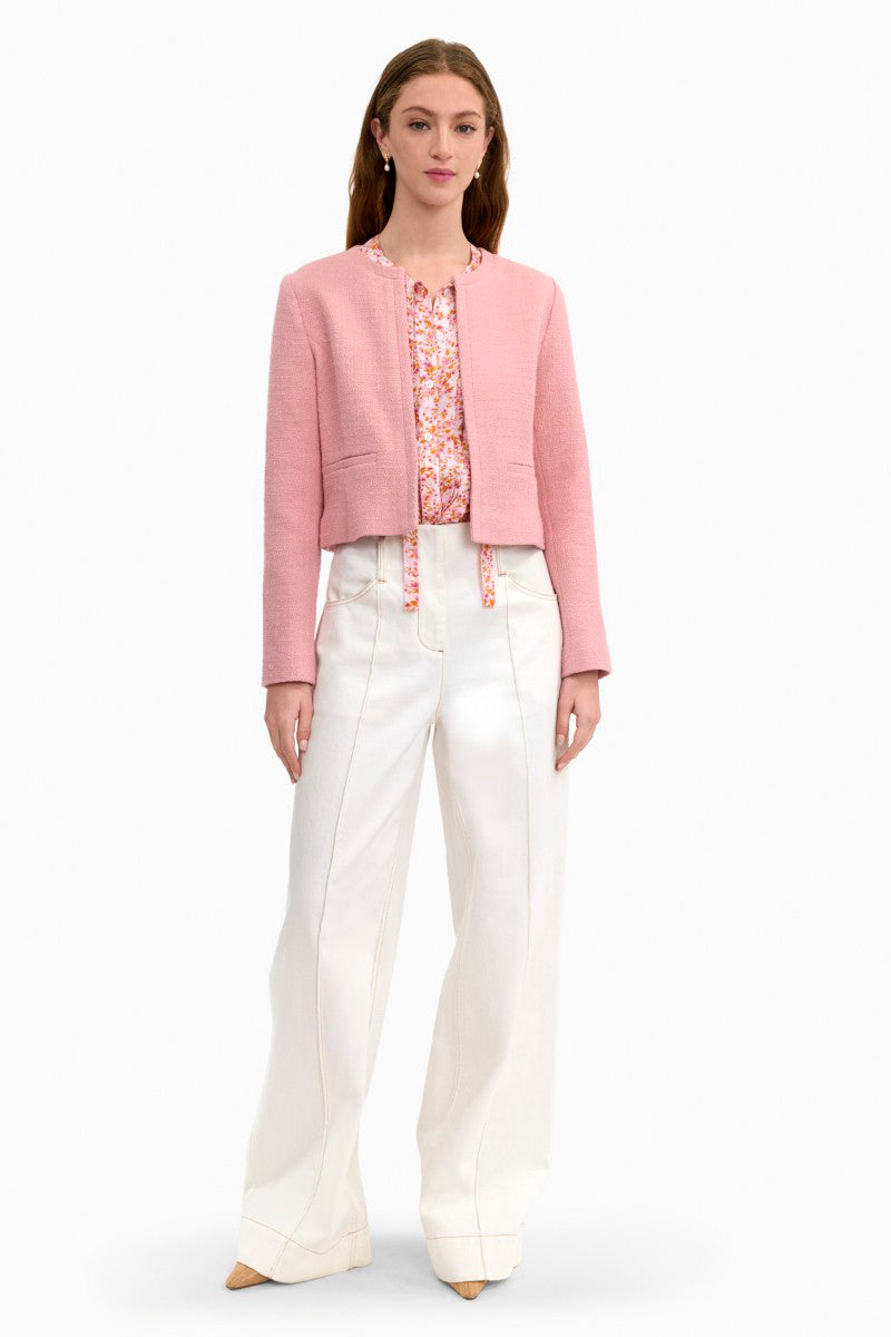 Rebecca Taylor Margot Tweed Jacket in vintage rose color, showcasing a stylish pink and multi-tone textured jacket.