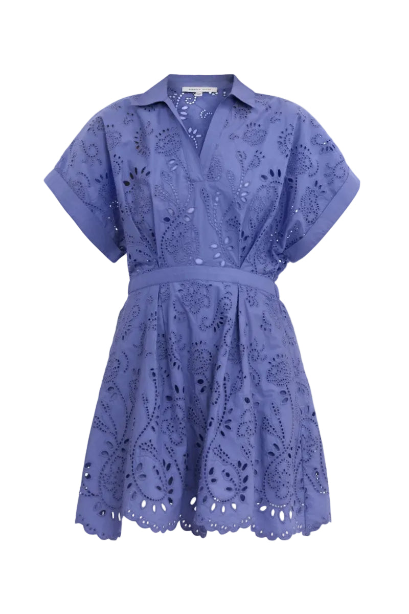 BRIELLE POPLIN EYELET MINI DRESS IN LAVENDER BLOOM | CULT MIA