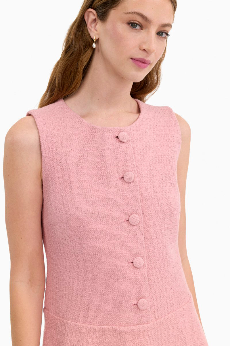 Rebecca Taylor Margot Tweed Dress in Vintage Rose, a stylish mini dress with a classic tweed fabric and floral rose pattern.