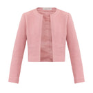 Rebecca Taylor Margot Tweed Jacket in Vintage Rose, close-up showing textured pink and beige tweed fabric with classic collar.