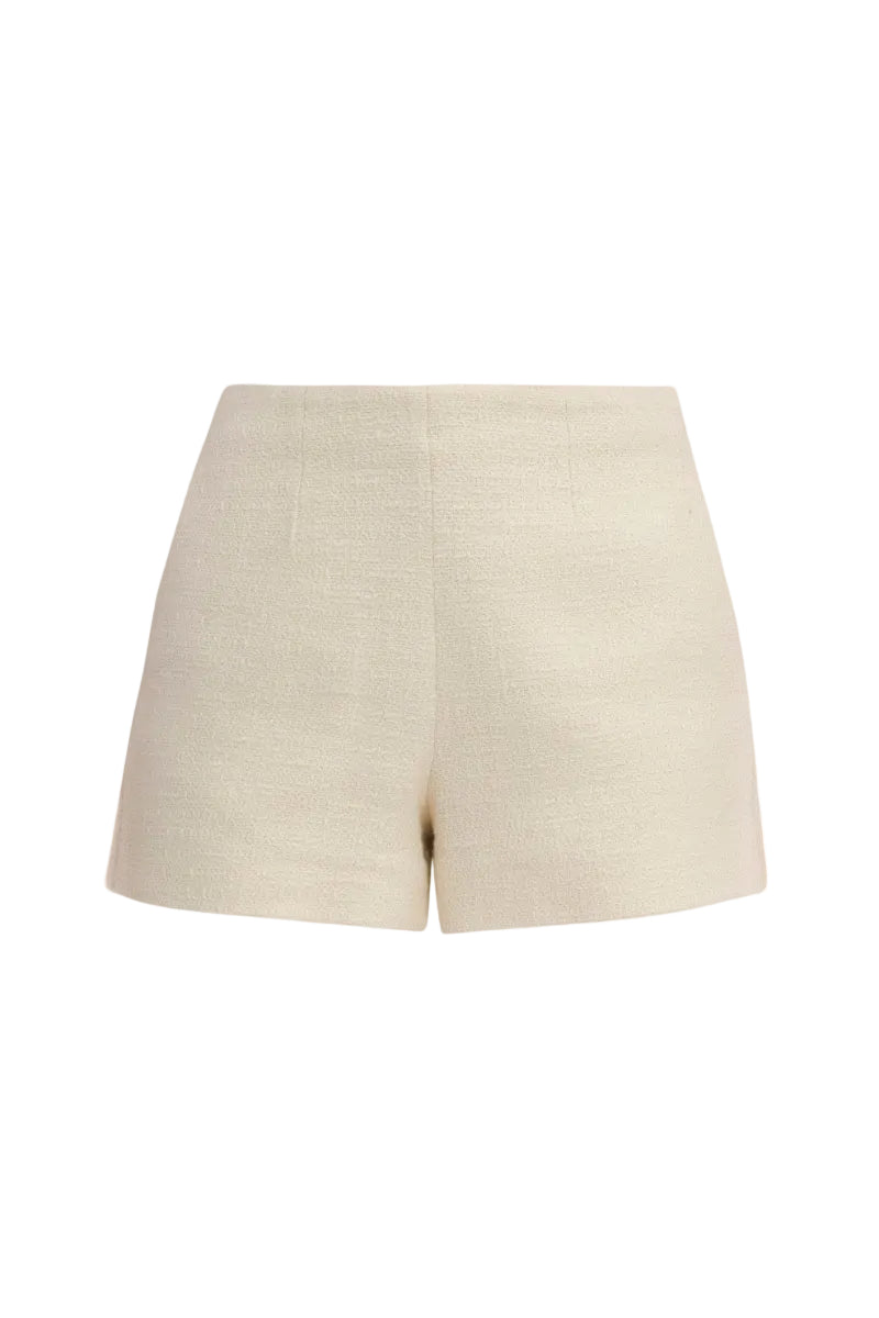 Rebecca Taylor Margot Tweed Shorts in cream, stylish women’s shorts featuring a classic tweed fabric, perfect for spring wear.