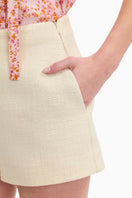 Cream tweed shorts by Rebecca Taylor, featuring a tailored fit and classic design, perfect for spring fashion.