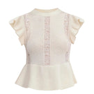 Rebecca Taylor Rhea lace knit ivory sweater, close-up of soft, textured fabric with lace detailing, perfect for spring tops.