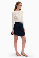 Rebecca Taylor Rhea lace knit ivory cardigan, lightweight tops with delicate lace details and soft knit fabric.