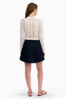 Rebecca Taylor Rhea lace knit ivory cardigan, lightweight and stylish top with delicate lace details, perfect for spring wear.