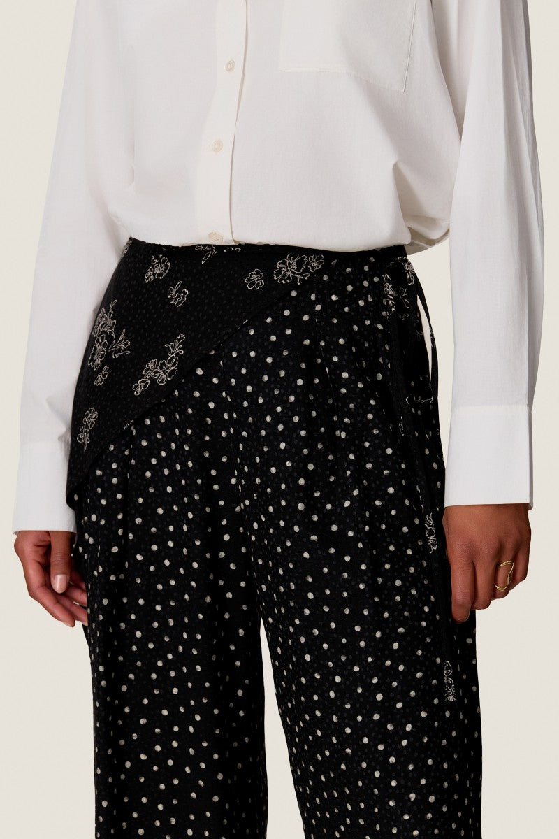 Rebecca Taylor Lauren wrap pants in soft fabric, featuring a high waist and stylish tailored fit.