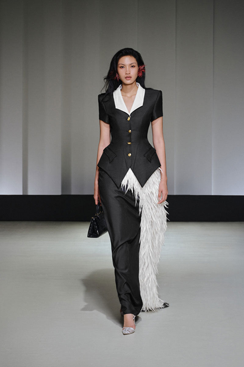 Jenny K Tran GILVAN blazer jacket, tailored blazer with a sleek fit, shown in a professional studio setting.