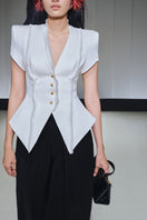 Jenny K Tran Faringdon blazer jacket in tailored fabric, featuring a classic collar and sleek design for professional style.