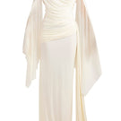 Deme By Gabriella Cynthia maxi dress in butter yellow with a flowing silhouette and sleeveless design, styled for a warm-weather look.