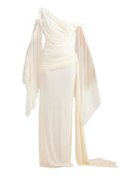 Deme By Gabriella Cynthia maxi dress in butter yellow with a flowing silhouette and sleeveless design, styled for a warm-weather look.