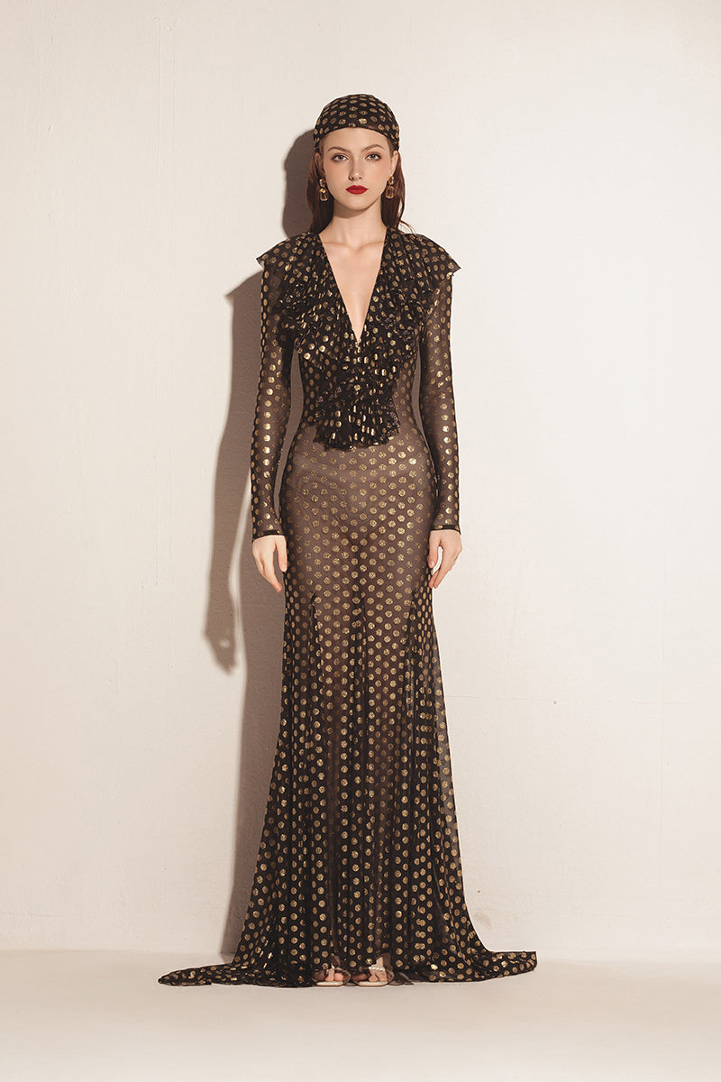 MERMAID MESH DRESS IN BLACK