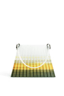 Touchless CULT MIA X top handle bag with green and yellow pleated ombre design and sleek hand strap.