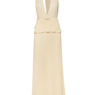 Baobab Maxi Dress from MERIDA collection, flowing fabric, sleeveless design, and vibrant pattern perfect for summer wear.