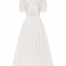 White Plan ILLEN midi dress with a fitted bodice and flowing skirt, stylish and elegant for casual or formal occasions.