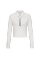 White GAB top by TT Studios, featuring a stylish, fitted design with soft fabric and a round neckline.