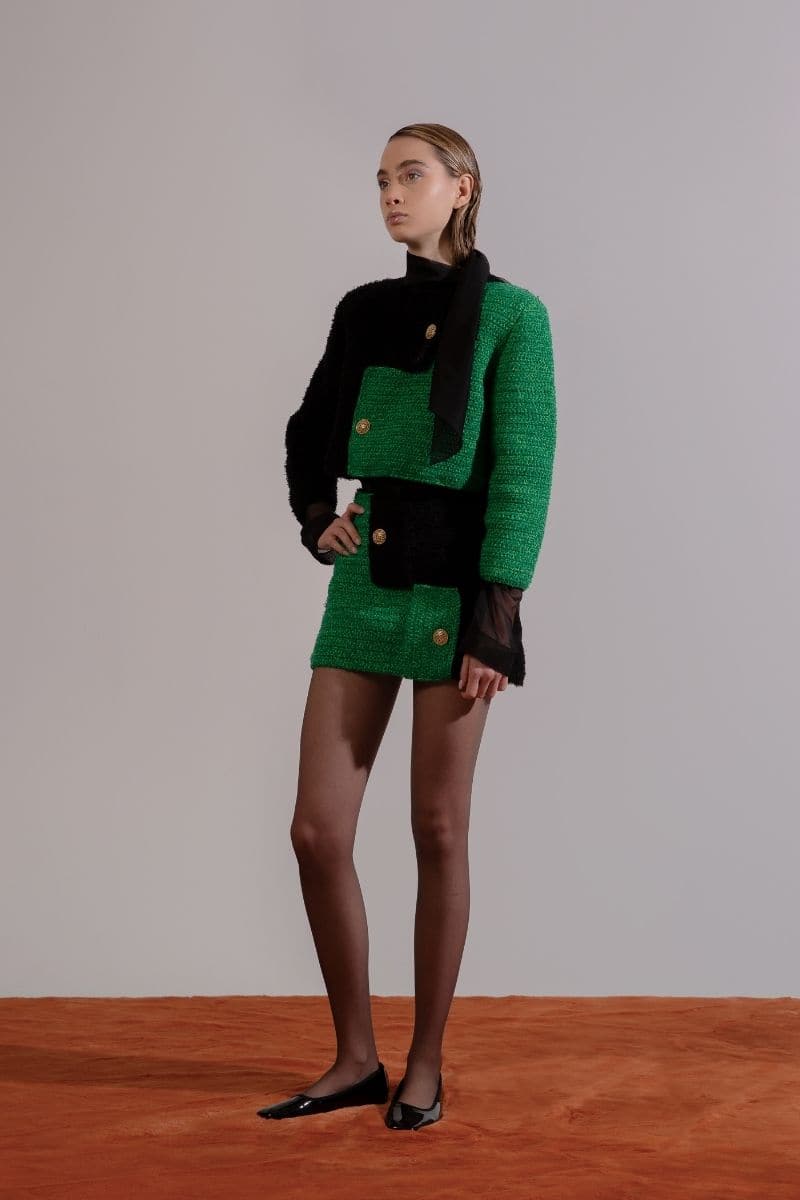 BRIJY GREEN COLOR BLOCK JACKET - CULT MIA