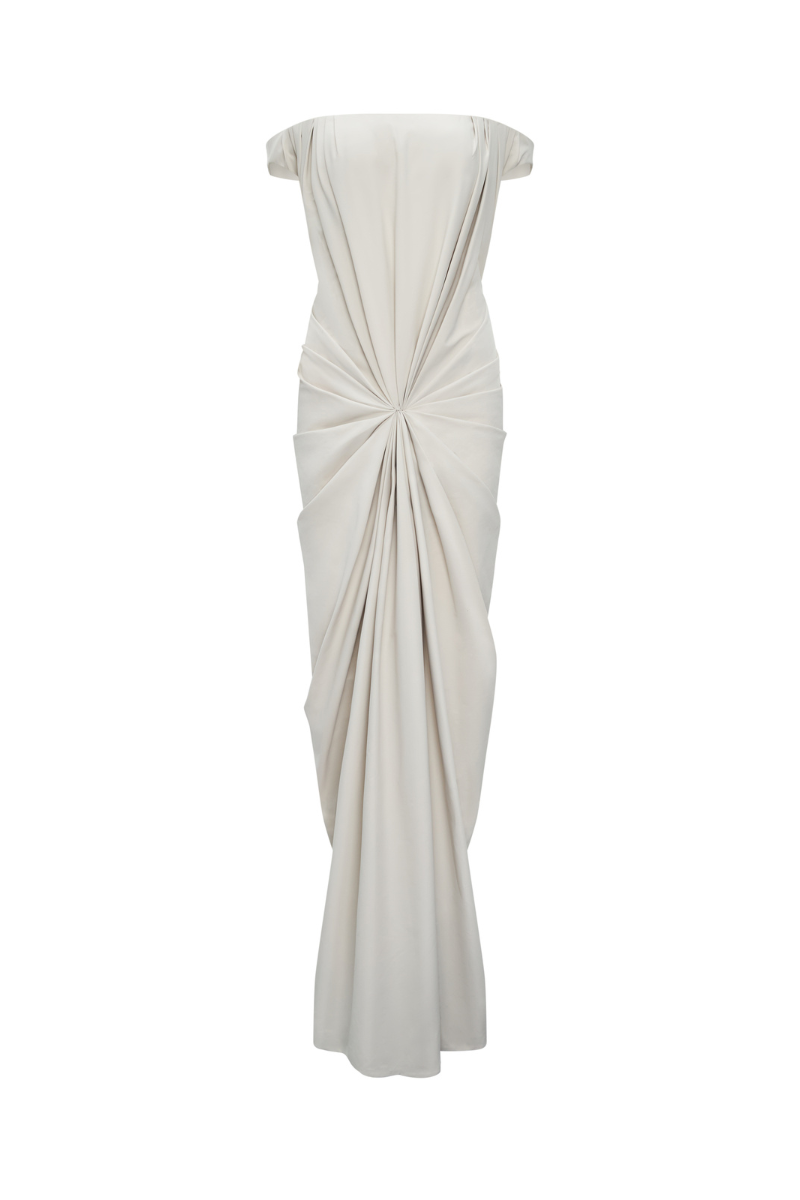 Ivory TONYY maxi dress with flowing fabric and sleeveless design, perfect for summer or formal occasions.