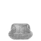 Adriana Castro LA POPA leather clutch in silver with sleek, rectangular design and subtle metallic sheen.